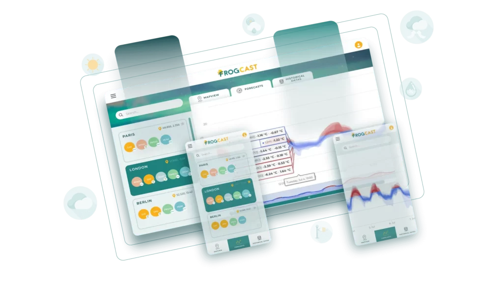 Weather dashboard interface – FROGCAST data visualisation
