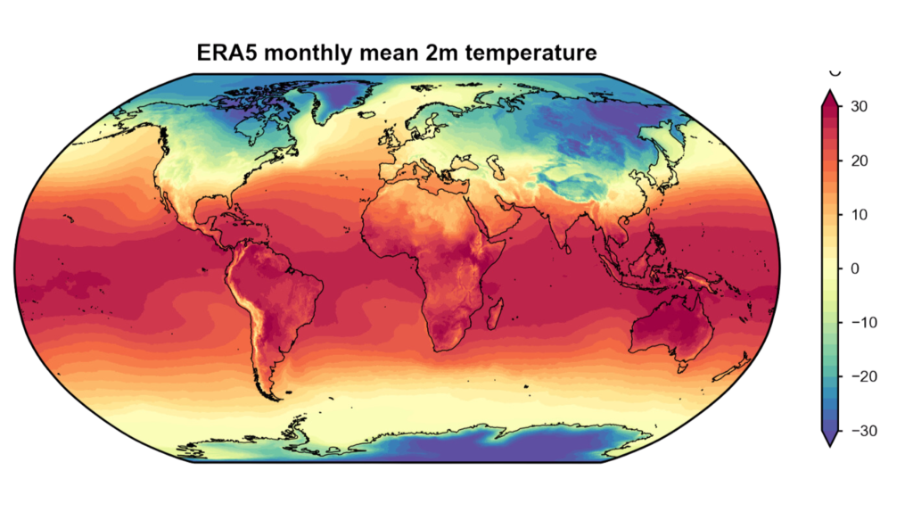 Global temperature map – FROGCAST climate analysis