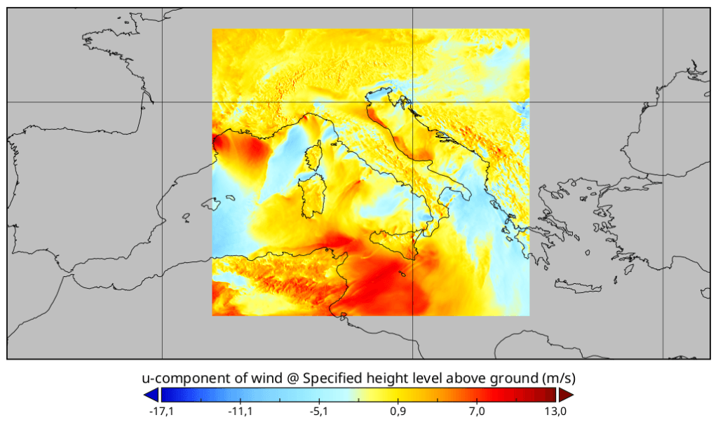 Geographical coverage map of the ICON-2I high-resolution weather model showing its forecast zone.