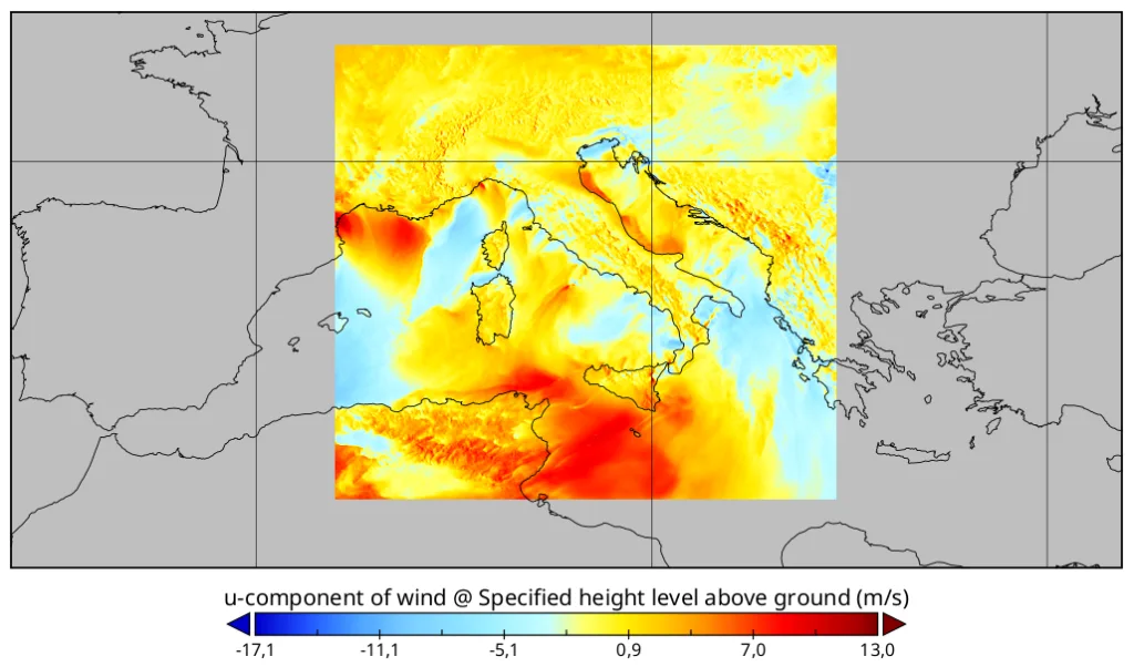 Geographical coverage map of the ICON-2I high-resolution weather model showing its forecast zone.